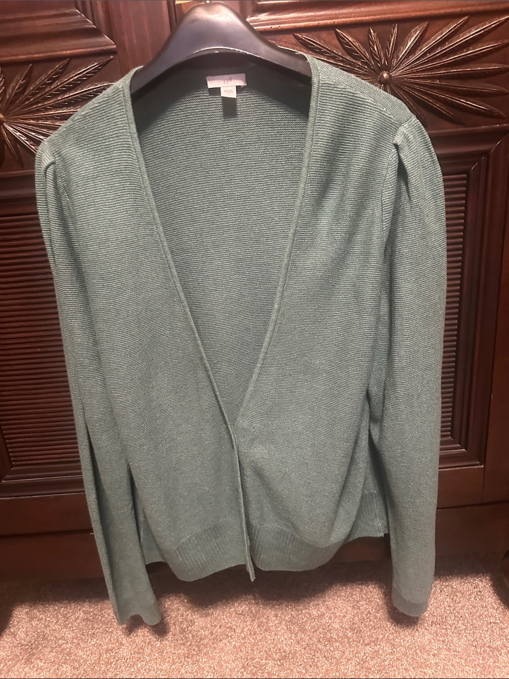 J. Jill Sage Green Open-Front V-Neck Cardigan